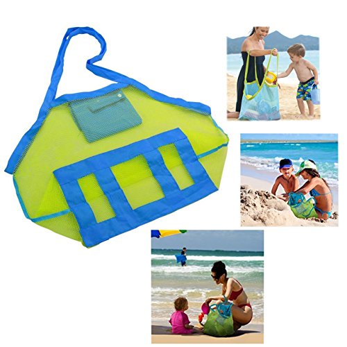 Cisixin Bolsa dobrável para crianças bolsa de armazenamento de brinquedo bolsa de praia (verde azul)