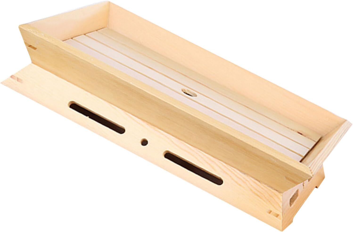 Uonlytech Wooden Japanese Sushi Plate Sashimi Serving Platter 38x26x7cm White Food Tray for Home and Restaurant Dining