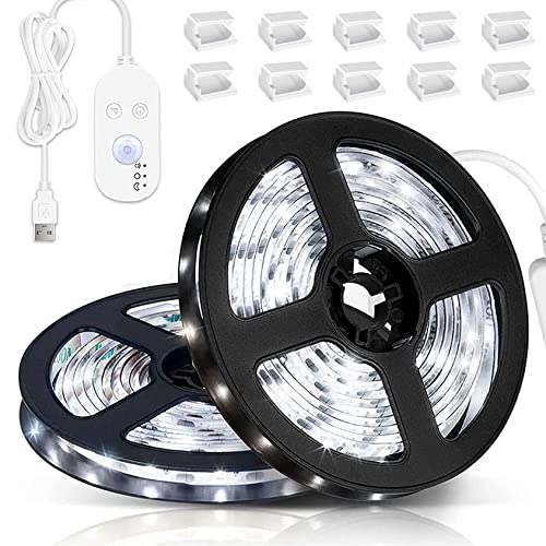 Xuuza LED Light Strip Motion Sensor, USB Powered, Waterproof Rope Lights 6000K, Day and Night Modes Dimming, Indoor/Outdoor Use, Adhesive Tape 16.4ft