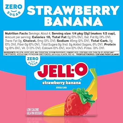 Jell-O Sugar-Free Gelatin Dessert, Strawberry Banana (Pack of 4)