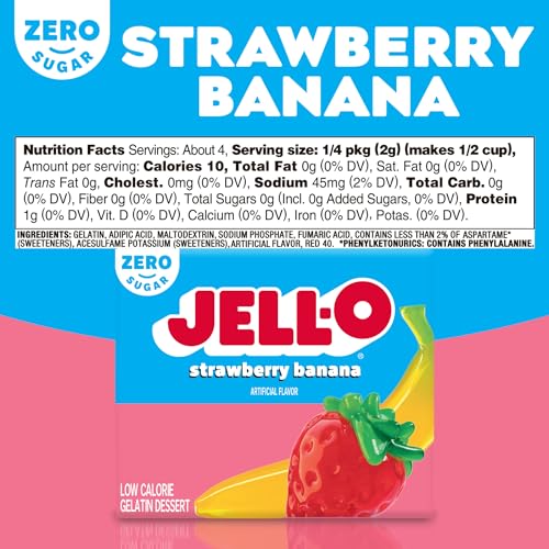 Image of Jell-O Sugar-Free Gelatin Dessert, Strawberry Banana (Pack of 4)