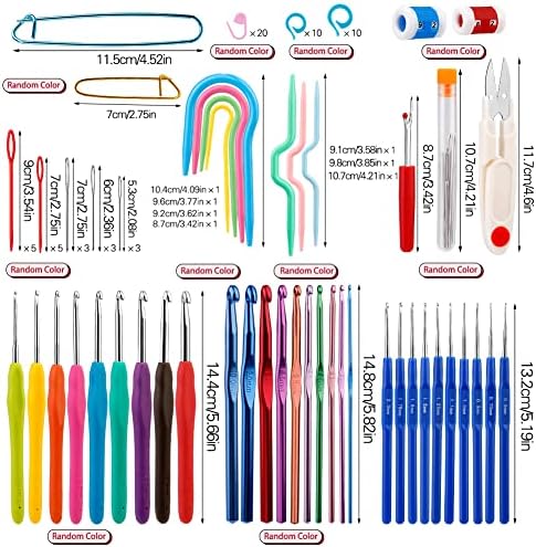104 Pack Crochet Hooks Set, 9 PCS Coloured Aluminum Ergonomic Soft Grip Handles Crochet Kit 2mm to 6mm with Accessories, Crochet Starter Kit Supplies for DIY Crafter, Crochet Lover, and Beginners