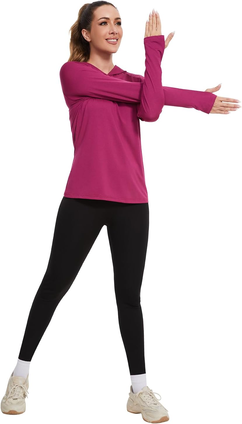 Femdouce 3 Pack UPF 50+ Sun Protection Hoodie for Women Athletic Long Sleeve Hoodie Shirt Lightweight with Thumb Hole - Image 4