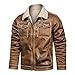 CCOOfhhc Pilotenjacke Herren Leder Mit Faux Fell Pelz Winter Warnjacke Arbeitsjacke Gefüttert Übergangs Jacken Herbst Bomberjacke Vintage Jacke Ohne Kapuze Braun Plüsch Kurz Cardigan Slim Fit Mäntel
