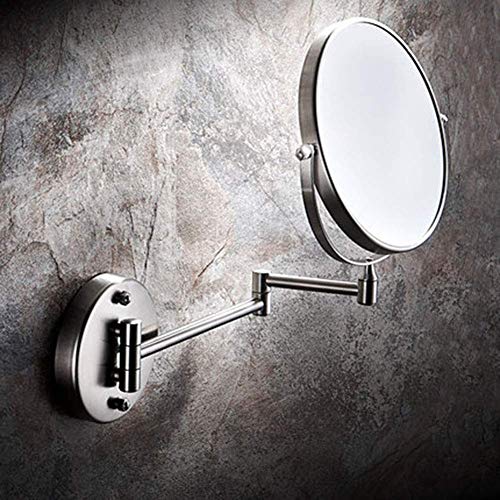 Miroir de maquillage mural pivotant 360° avec verre double face et extension articulée