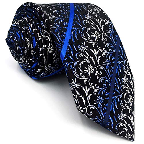 S&W SHLAX&WING Hommes Cravate Bleu Argente Longue 160cm Cover