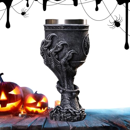 Image of Dragon Goblet - Steel Dungeons and Dragon Cups, Chalice Wine Goblet, Beer Goblets, Gothic Dragons Claw Goblets, Multi-Functional Vintage Drinking Cup for Neighbor Uncle Boyfriend Father Grandfather