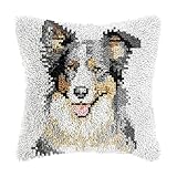 bositigo Dog Latch Hook Pillow Kit for Adults & Kids, DIY Pre-Printed Canvas Craft, 17x84 Inch Decorative Cover for Sofa Cushions, Bedroom Decor (Dog Pattern 68)