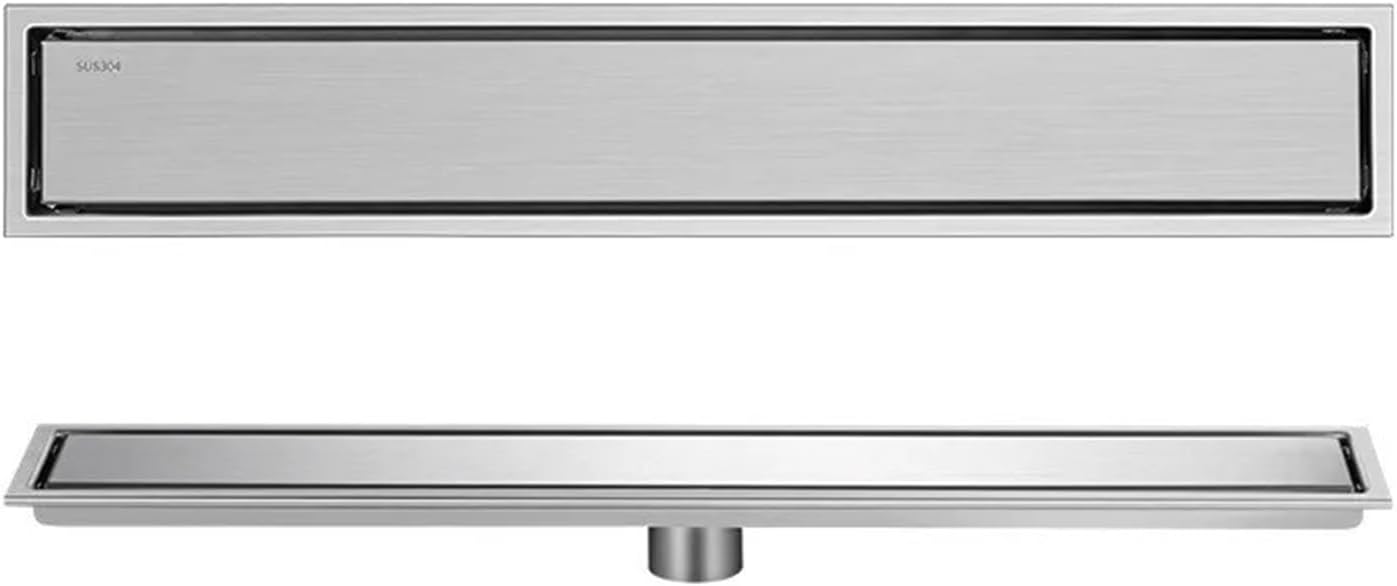 Hidden 304 Stainless Steel Rectangular Floor Drain Bathroom Toilet Drain Anti-Odor Filter Hair Extended Floor Drain(Black 10-30cm B)