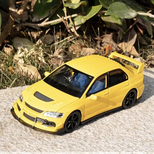 Image of FEXXA Toy Car Compatible for 1:32 Mitsu bishi Lancer Evolution Model, Pull Back Diecast Collectible Car with Sounds & Lights for Kids Boys Girls and Adults, Gift (Yellow)