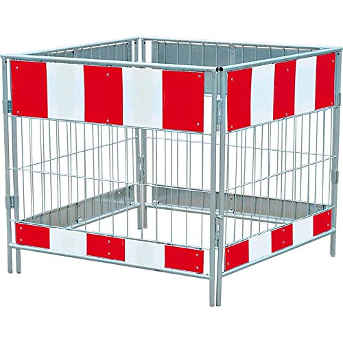 Schachtabsperrung Stahl 2, 4 Elemente, silber/rot/weiß, Reflexfolie, 100x100 cm Cover