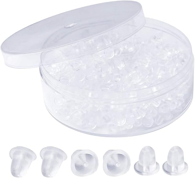 nuoshen 500 Pieces Clear Earring Backs, Silicone Earring Backs Stoppers Clear Earring Studs with Storage Box for Women's DIY Jewelry Earrings Studs Supplies