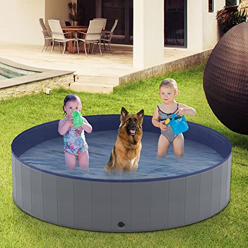 Niubya Foldable Dog Pool, Collapsible Hard Plastic Dog Swimming Pool, Portable Bath Tub For Pets Dogs And Cats, Pet Wading Pool For Indoor And Outdoor, 71 X 12 Inches #TOP6
