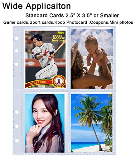 40 Pack 320 Pockets 2.5X3.5 Inch Trading Card Sleeve Pages For Game Cards, Photocard- Double-Sided 4 Pocket Page Protector,Ultra-Clear Kpop Photocard Sheets For A5 6 Ring Binder #TOP3