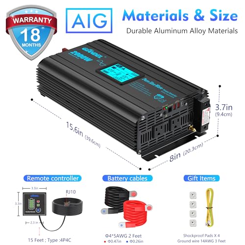 Giandel 2000 Watt Pure Sine Wave Power Inverter 2000W 12V Dc To 120 V Ac Lithium Battery Compatible For Rvs Off Grid Solar Boat Camper Starlinks System With 20Amps Hardwire Block And Usb-C Pd30W By Giandel thumb #6