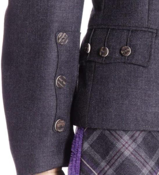 Scottish Grey Charcoal Crail Kilt Jacket and 5 Button Waistcoat Vest Scottish Wedding Jacket-Argyle Kilt Jacket3