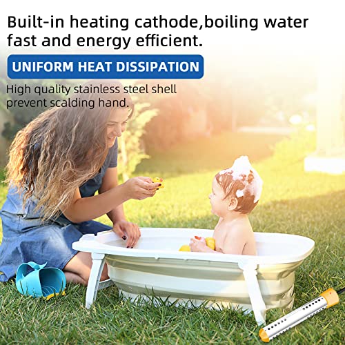 Yibeico Immersion Water Heater, 1500W Portable Bucket Heater With Digital Lcd Thermometer, Anti-Scalding Submersible Water Heater For Bucket/Tub/Mini Pool/Basin, Rapid Heating In Minutes #TOP6