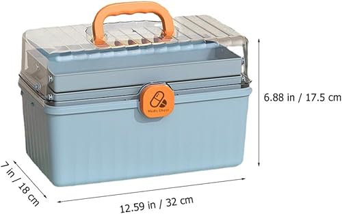 Miniatura 2 de Caja de medicamentos de emergencia de 3 niveles, caja de primeros auxilios, caja de almacenamiento portátil de medicamentos con asa, organizador de