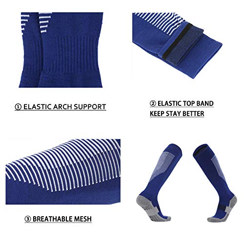 Vwu Unisex Knee High Double Stripes Athletic Soccer Football Tube Socks For Adults&Children (Stripes, Large) #TOP4