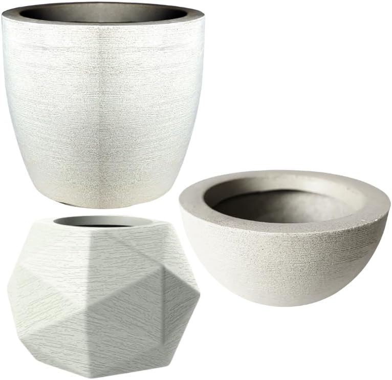 KIT DE 3 VASOS CACHEPOT DECORATIVOS MODELO JATEADO EM POLIETILENO...