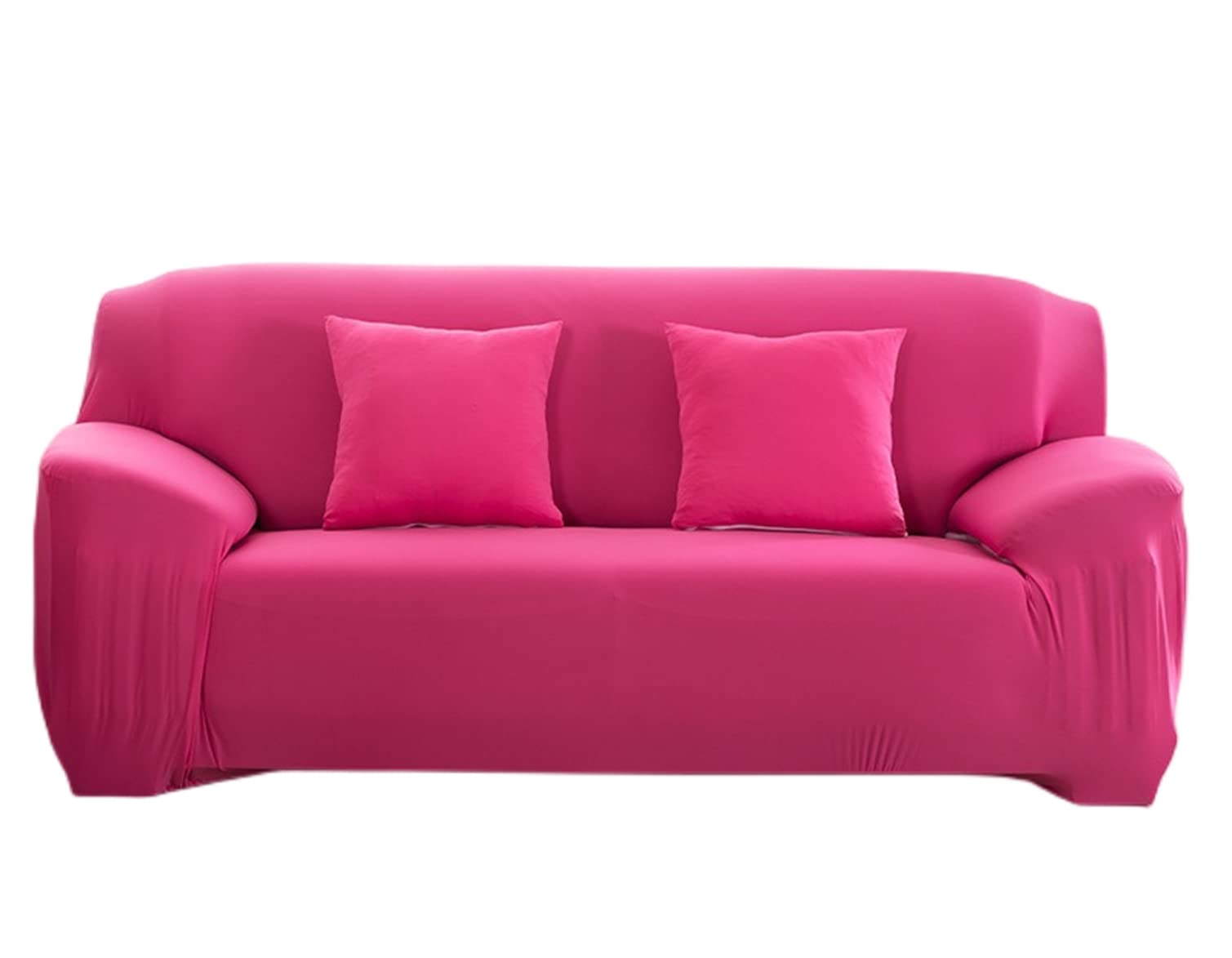 Housse de canapé extensible 2 places rouge lavable en machine pour salon