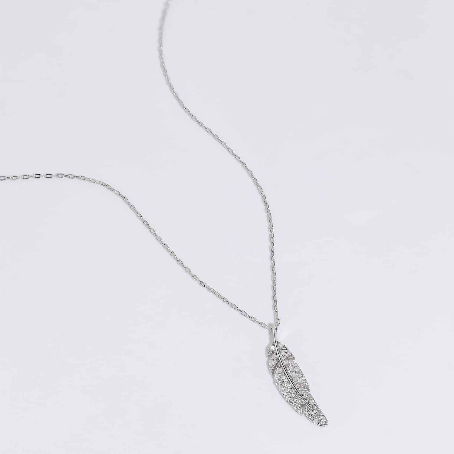 Meissa Silberkette für Frauen Feder Halskette zierliche Freundschaftskette Rosegold Anhänger Halskette