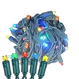 Novelty Lights 100 Light LED Christmas Mini Light Set, Outdoor Lighting Party Patio String Lights, Multi, Green Wire, 50 Feet