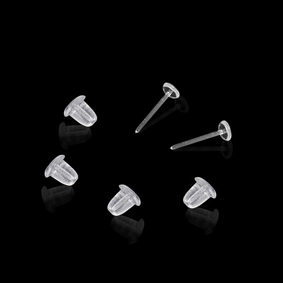 3mm Invisible Plastic Earrings Blank Pins Stud Tiny Head Findings DIY Supplies (200 pieces/100 Pairs)