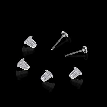3mm Invisible Plastic Earrings Blank Pins Stud Tiny Head Findings DIY Supplies (200 pieces/100 Pairs)