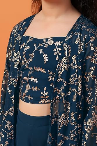 Image of Fashion Dream Girls Georgette Embroidered Palazzo Set|Kids Ethnic Wear|sharara set for girls|Indo Western Set