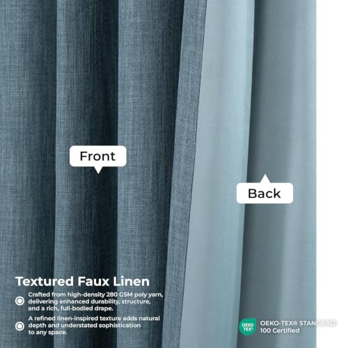 Image of HPD Half Price Drapes - Grommet Faux Linen Curtains for Living Room (1 Panel) - 50W X 108L - Textured Room Darkening Curtains for Bedroom 108 Inches Long - Drapes for Home Decor, Reverie Blue