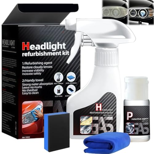 Headlight Restoration Kit, Ceramic Headlamp Restoration Kit, Headlight Restora-tion Spray, Headlights Polish, Car Headlights Cleaner & Rejuvenator for All Vehicles Types