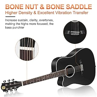 Vangoa 4/4 Guitare pour Gaucher Acoustique électrique Guitare Egaliseur 4 bandes avec débutants kits, 104 cm, Noir - Les Beatles, Paul McCartney, John Lennon, RIngo Starr, George Harrison Vangoa 4/4 Guitare pour Gaucher Acoustique électrique Guitare Egaliseur 4 bandes avec débutants kits, 104 cm, Noir – Image 4