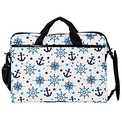 Bolso bandolera para portátil de 14 a 15 pulgadas con diseño de ancla azul