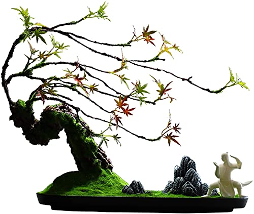 LSHAOBO Árbol bonsái artificial para decoración de oficina en casa, pino de bienvenida, bonsái, decoración de escritorio, regalo de 43.9 cm de alto x 49.0 cm