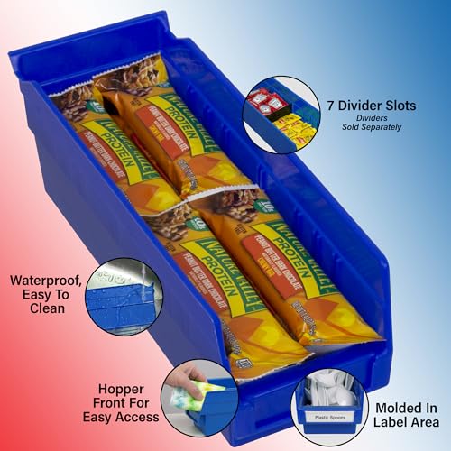 Akro-Mils 30120 Plastic Shelf Bins, Heavy Duty Storage Bins for Garage, Closet, and Drawer Organization, 12" x 4" x 4", Blue, 24-Pack by Akro-Mils - Image 3