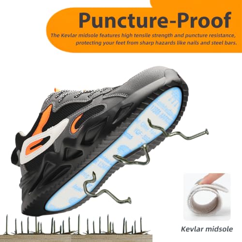 Image of Ruivina Steel Toe Shoes for Men Women Safety Shoes Wide Lightweight Breathable Slip Resistant Puncture Proof Work Sneakers Puncture Proof