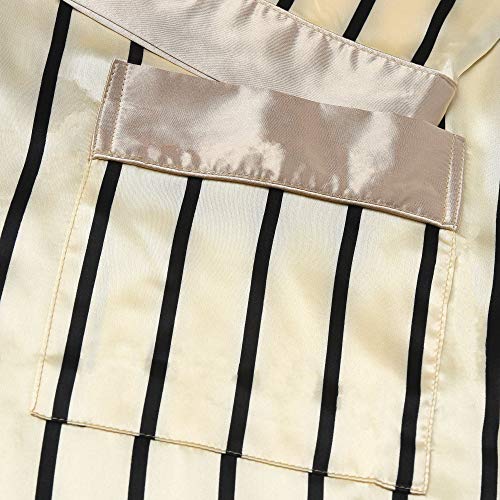 Mens Silk Satin Bathrobe Robe Nightgown Beige 2Xl #TOP5