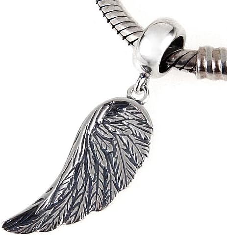 Miniatura 3 de Alas de ángel colgante de plata de ley 925 con cuentas de plumas para pulseras Pandora, Plata esterlina