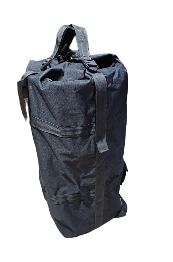 Reinforced Avio Bag, Duffel Bag with Reinforcement, Military Bag with Double Strap and Straps, Top Loading Bag, Tactical Canvas Bag, Duffel Bag with Reinforced, Black, sencillo, Duffel Suitcase with 22