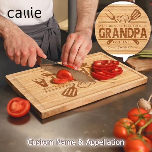 Tabla de cortar rectangular de bambú personalizada con ranura para jugos miniatura 4
