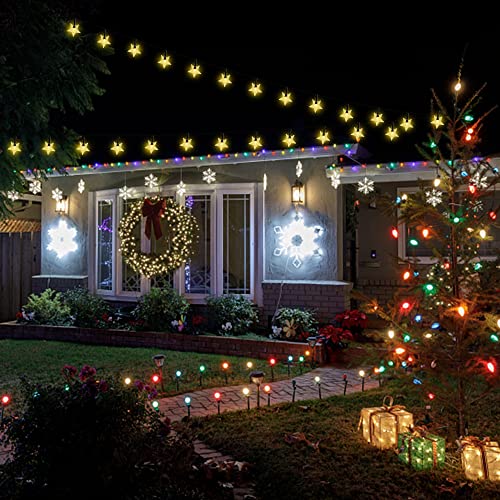 Twinkle Star Solar Star String Lights, 100 Led 49 Ft Outdoor Ramadan Christmas Fairy Lights, 8 Lighting Modes & Waterproof For Holiday New Year Wedding Party, Xmas Tree, Garden Decor, Warm White #TOP6