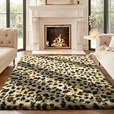 Ophanie 4x6 Leopard Rugs for Bedroom Living Room, Fluffy Shag Large Fuzzy Plush Soft Throw Cheetah Print Rug,Large Shaggy Floor Big Carpets, Kids Home Decor Aesthetic, Nursery