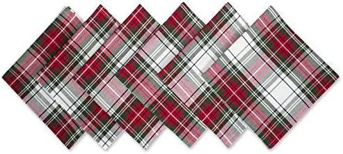 DII Tartan Plaid Collection Holiday Dining Table & Kitchen Décor, Christmas Napkin, 20x20, Red, Green & White, 6 Piece