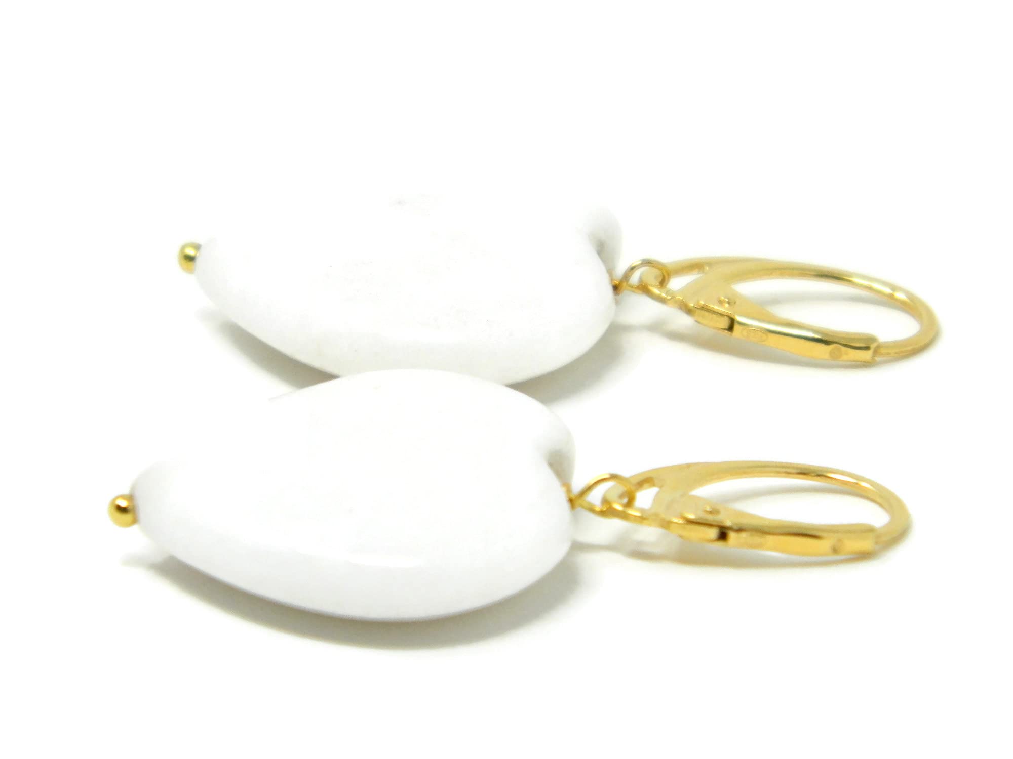 DodiGioielli Orecchini Pendenti Donna Agata Bianca a Cuore | Argento 925 Placcato Oro Giallo, Gioielli Artigianali, Made in Italy, Anallergici
