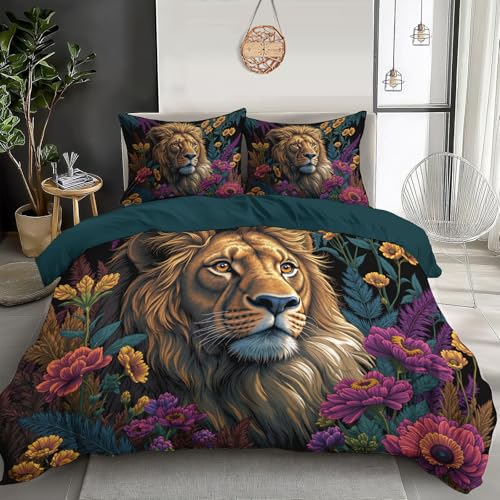 Parure de couette lion 240x260 en microfibre de luxe imprimée - 2