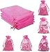 ANZNKU 50 Pack Hot Pink Organza Bags 4 x 6 inch Premium Sheer Drawstring Small Mesh Bags for Candy Jewelry Party Wedding Christmas Favor Gift Bags