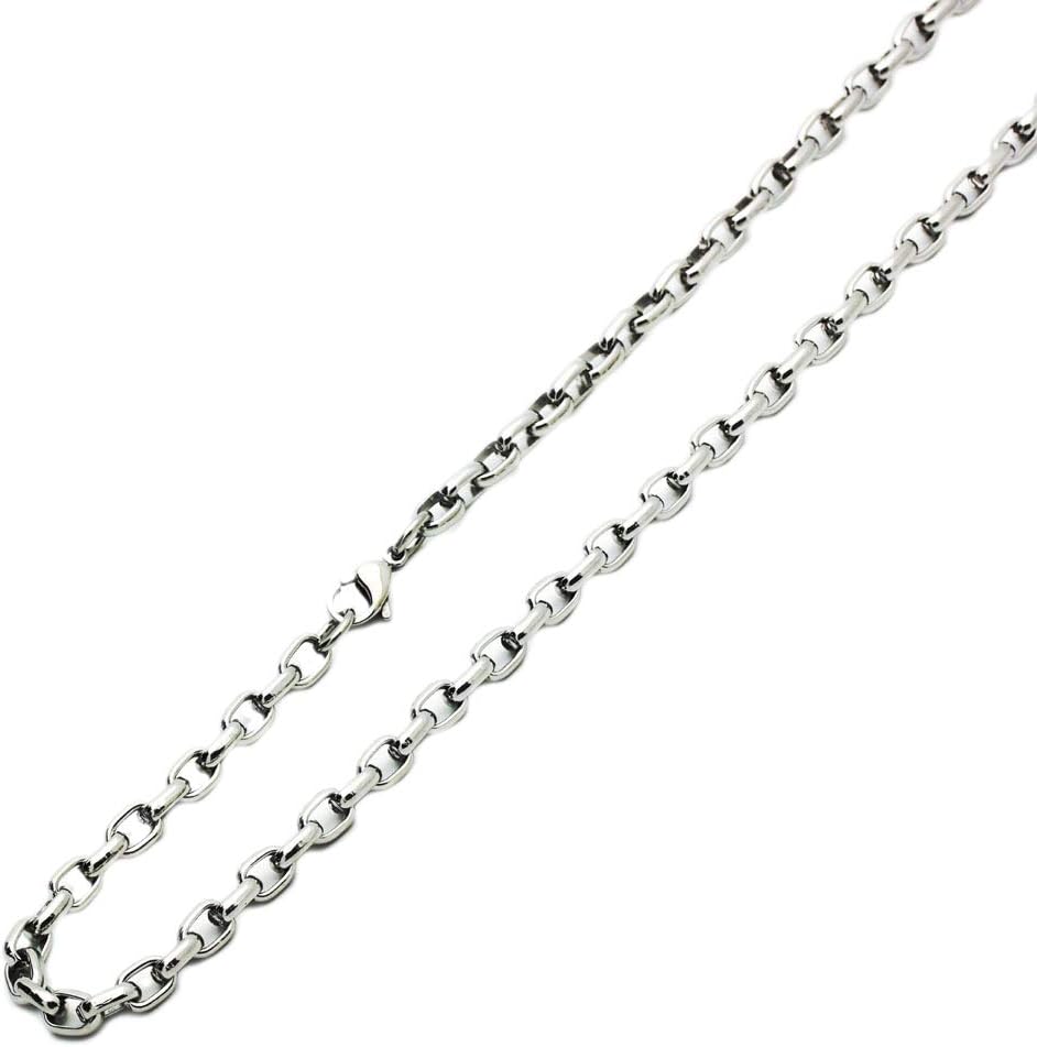 DoubleAccent 5mm Stainless Steel Chain Heavy Round Box Chain Necklace (Available Length 20", 22", 24", 30")