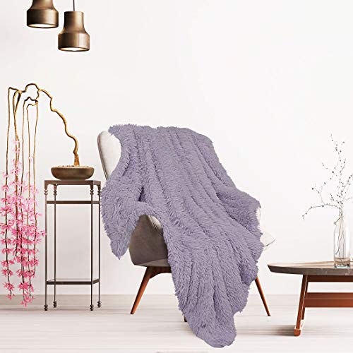 Piccocasa Faux Fur Blanket Queen Size Thistle Soft Warm Reversible Sherpa Blanket Luxury Shaggy Plush Fluffy Fleece Blankets For Sofa, Couch And Bed,90X90 Inch #TOP6