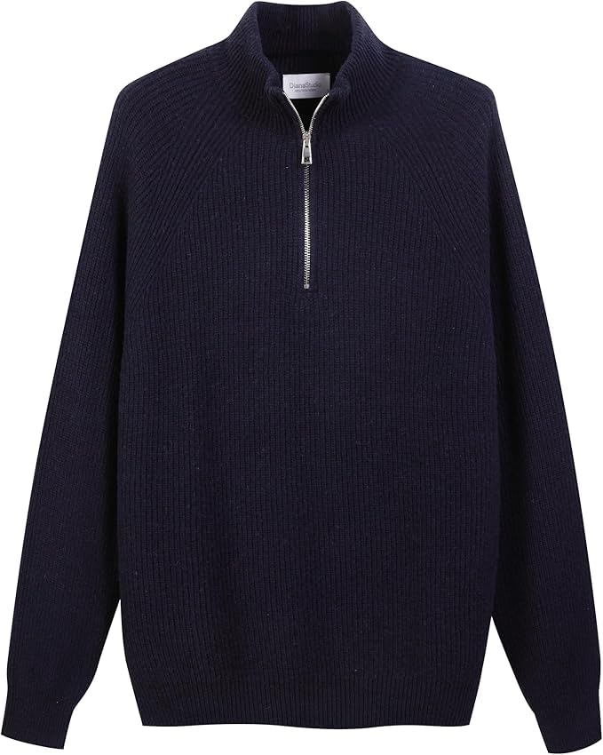 Pull Homme Diana Studio Half Zip Bleu Marine en maille respirante